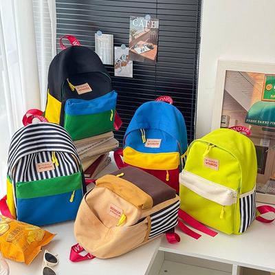 Kids' Candy Color Lightweight Backpack - Fashionable Color Block Design for Kindergarten Boys and Girls