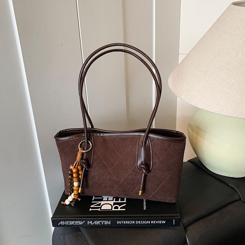 Retro Bag Women's Large Capacity Autumn and Winter Casual Shoulder Armpit Bag Rhombus Commuter Tote Bag