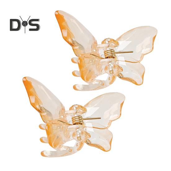 2Pcs Girls Hair Claw Transparent Butterflies Shape Hair Pin Braided Hair Mini Hairpin Clear Mini Braiding Clip Headwear Hair Accessories