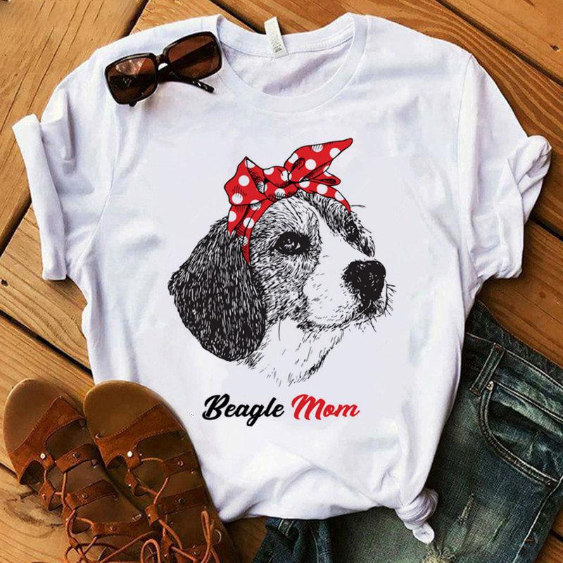Casual Kawaii Animal Cartoon Cat Dog Graphic Womens T-Shirt 90S Summer Shirts Short Sleeve Loose White Blouse O-Neck Female Tops