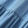 Women's Versatile Large Swing Tiered Skirt Elastic Waist Ice Silk Denim Skirt Summer Drape Slimming A Line Skirt