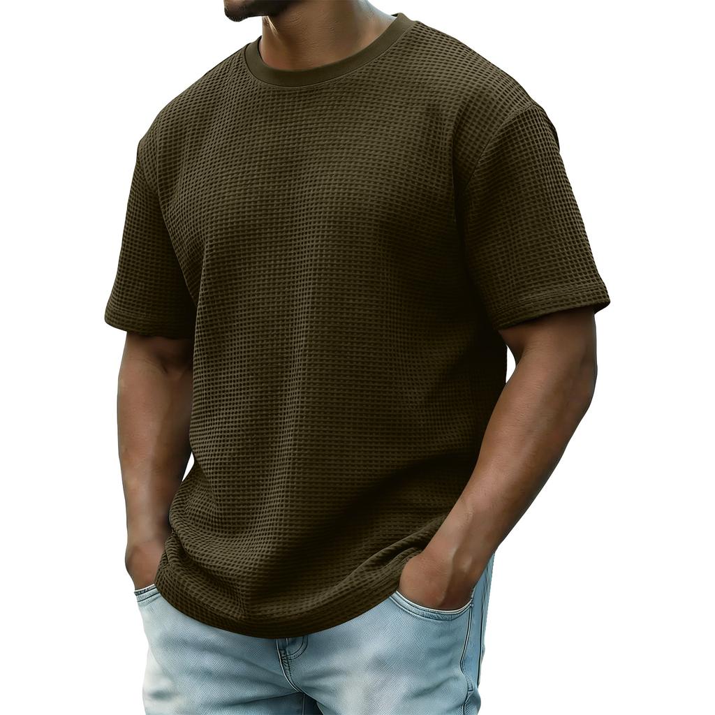 Men's Summer Short-Sleeve Top Men's Casual Fashion Textured Short-Sleeve Top