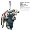 2D Cat Car Hanging Decoration Halloween Festival Auto Rearview Mirror Pumpkin Wizard Kitten Animal Acrylic Hanging Ornament Pendant