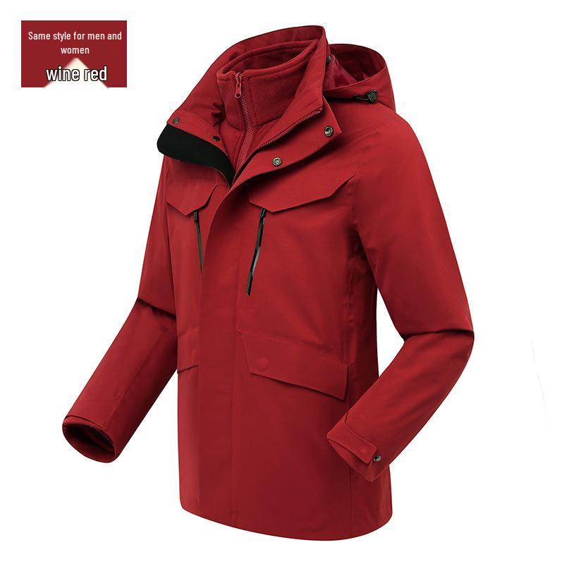 Unisex 2023 Autumn/Winter Outdoor Windbreaker, Three-in-One Detachable Design, Windproof, Waterproof, Taped Seams.