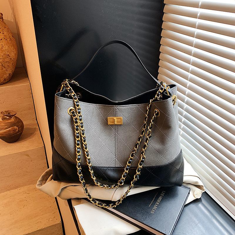 

Новая модная вышивальная нить высокого класса, контрастная цветная сумка-тоут, портативная на плечо, кроссбоди, трендовая женская сумка серый