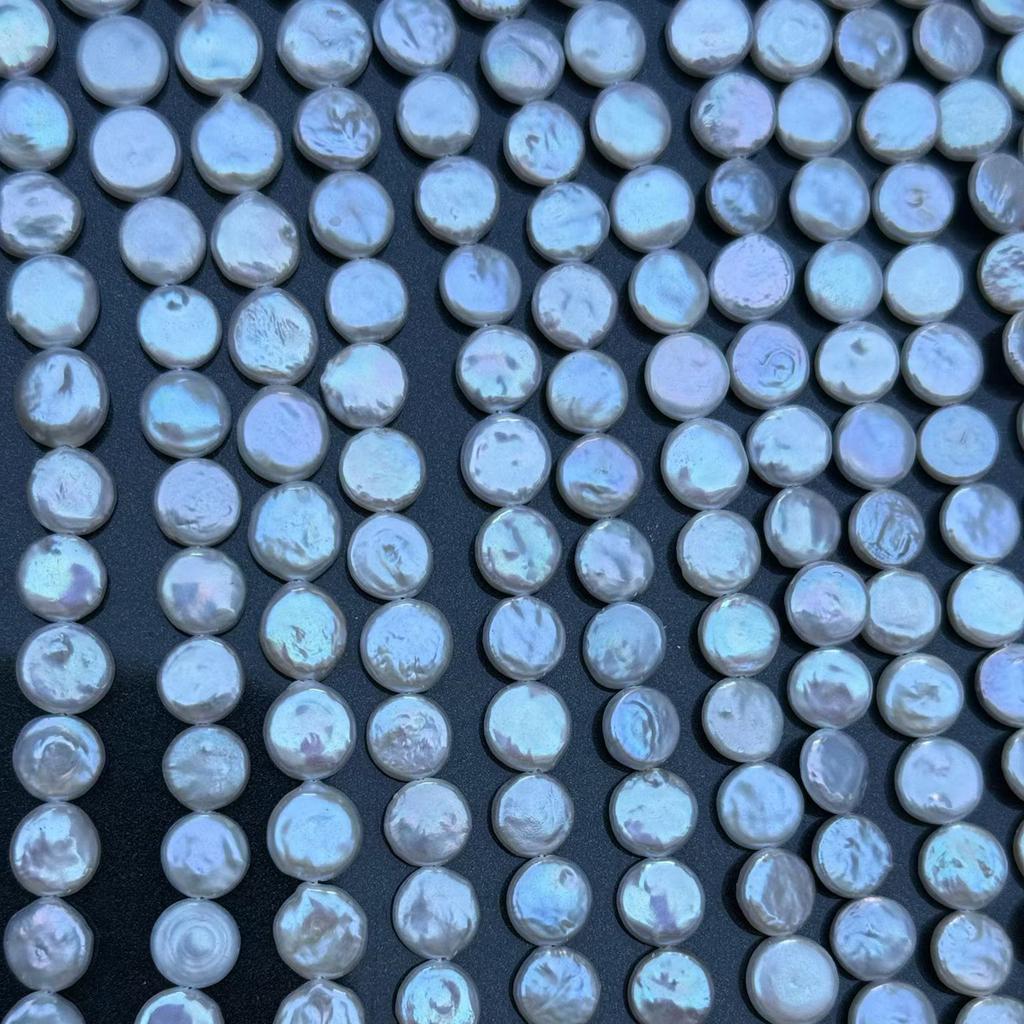 1String, White Natural Freshwater Pearls, Handmade Button Pearl Beads for Jewelry Making DIY Crafts (Beads 8-9mm, Length 36cm)