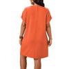 2026 European & American Women's Slim-Fit V-Neck Solid Color Short-Sleeve Dress for Spring/Summer