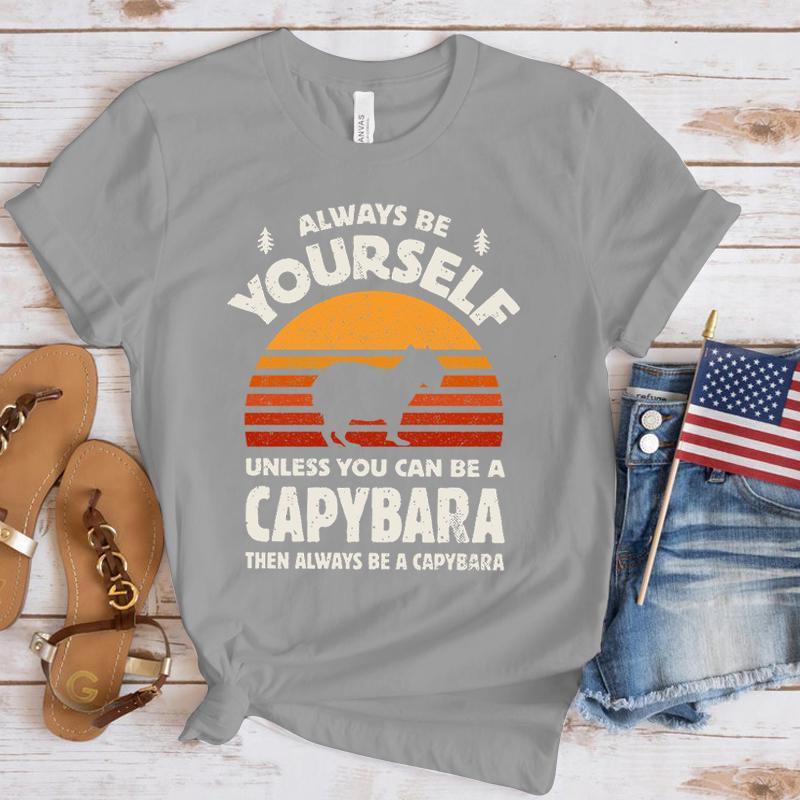 Hot Capybara Print T-Shirt Loose Short Sleeve Harajuku Casual Tops Women T-Shirt