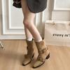 Niche design retro thick heel short boots women's boots new medium boots small square head western boots