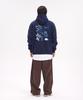 Graffiti Wide Shoulder Hoodie [Non-Fleece]_Navy
