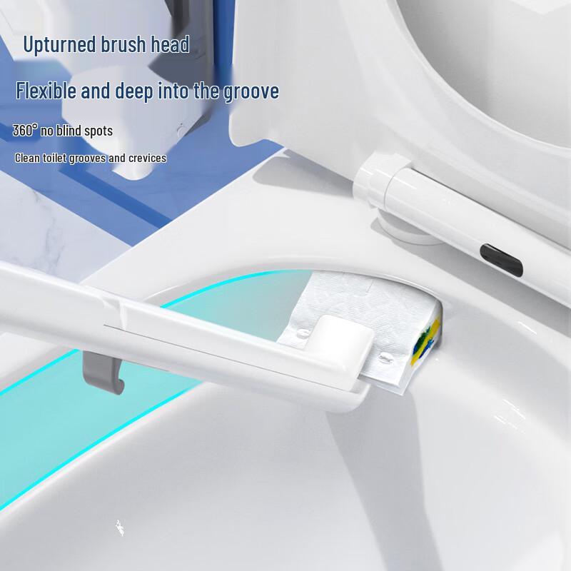 Flushable Japanese Toilet Brush with Dissolvable Head & Built-in Cleaner - Wall-Mounted Home Essential