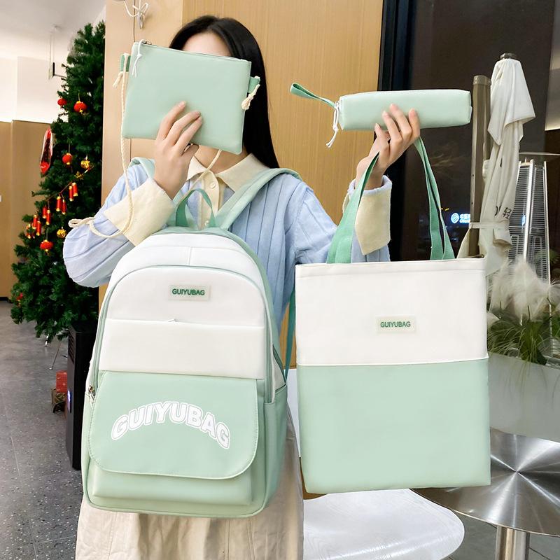 

Backpack New Style Junior High School Students High School Students School Bag Large Capacity Lightweight Backpack Simple Texture