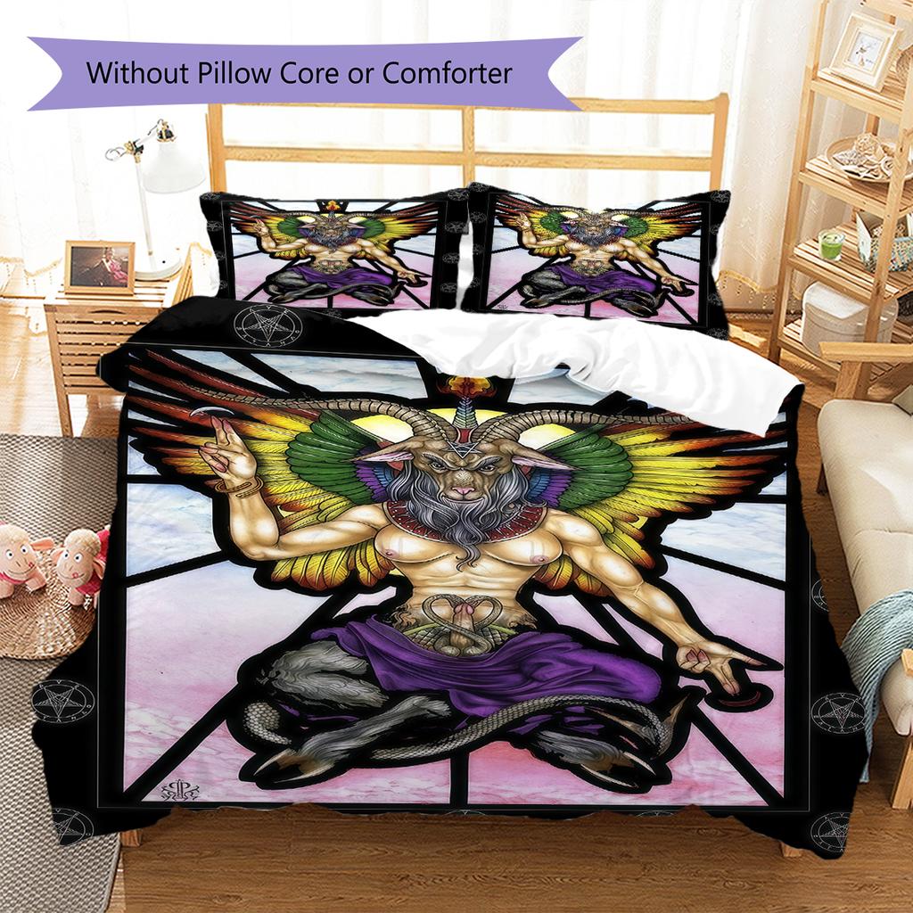 Satan Symbol Pattern Bedding,Quilt Set Quilt Cover Pillowcase Home Birthday Gift (1 * Duvet Cover + 2 * Pillowcase, Without Core)