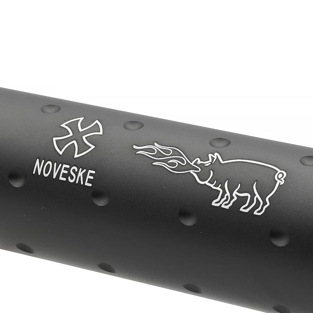 Ryohin Buhin 14mm Right-Handed/Clockwise Compatible Short Suppressor with NOVESKE Stamp, Compatible with 108mm Handguns and Pistols