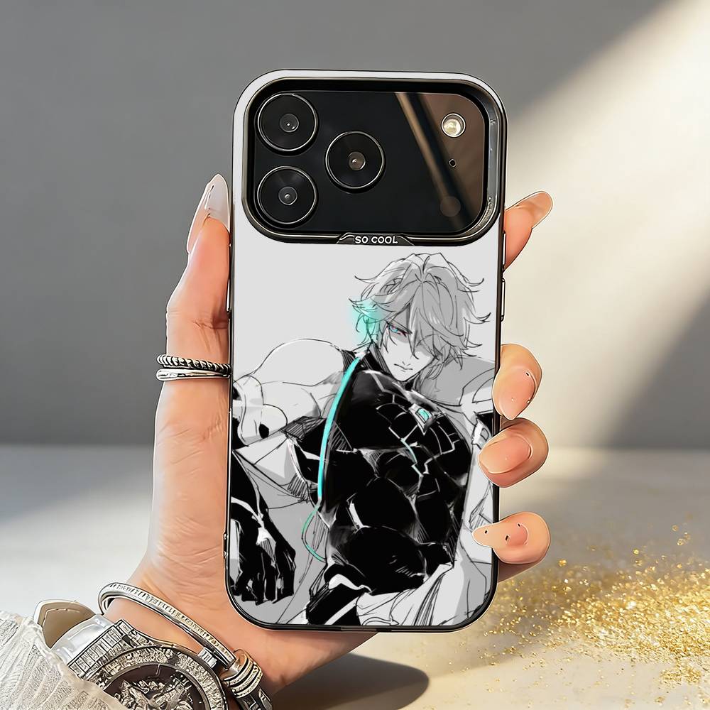

Genshin Alhaitham Phone Case For iPhone17 16 15 14 13 12 Pro Max Grey Black Matte Laser Metallic Aurora Funda iPhone14ProMax