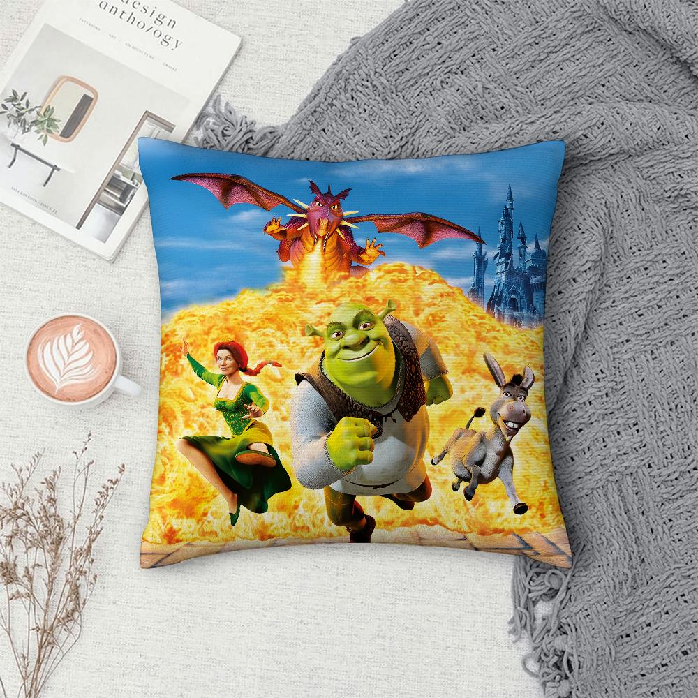 Federa Cuscino Divertente S-Shrek Film Fantasy Decorazione Divano Casa Stampa Fronte/Retro Peluche Quadrato Copricuscini Decorazione Cuscino