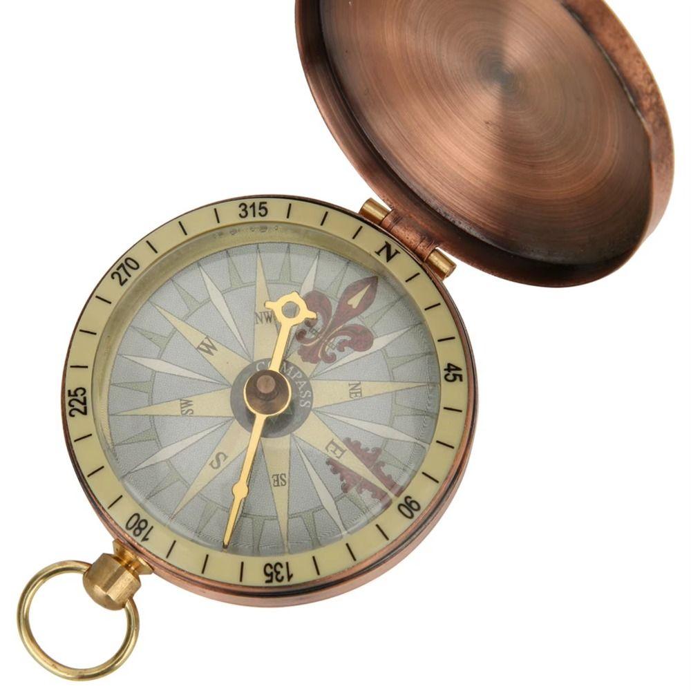 Gold Color Outdoor Compass Copper Camping Compass Portable Pocket Compass  Outdoor Activities