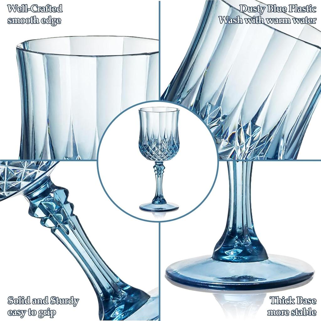 Plastic Wine Glasses Vintage Goblet Reusable Drinkware Plastic Wine Glasses for Baby Shower Wedding Reception Grand Event Party