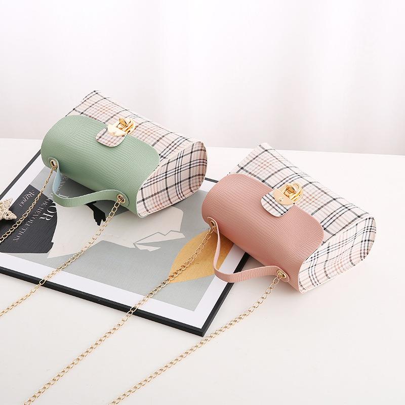 Bag Women's Plaid Contrasting Color Splicing Rhombus Bag Fashion Personality One Shoulder Crossbody Mobile Phone Bag
