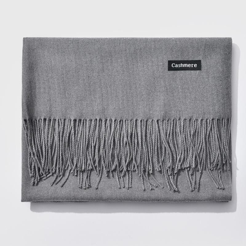 2024 Autumn/Winter Women's Solid Color Faux Cashmere Shawl & Snood Scarf Set
