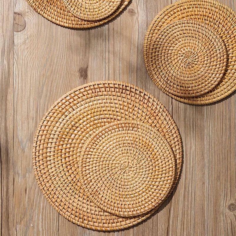 Handgemachter Rattan Teeuntersetzer Eleganter Rattan Teeuntersetzer Zarte Tassenuntersetzer Geeignet für verschiedene Anlässe