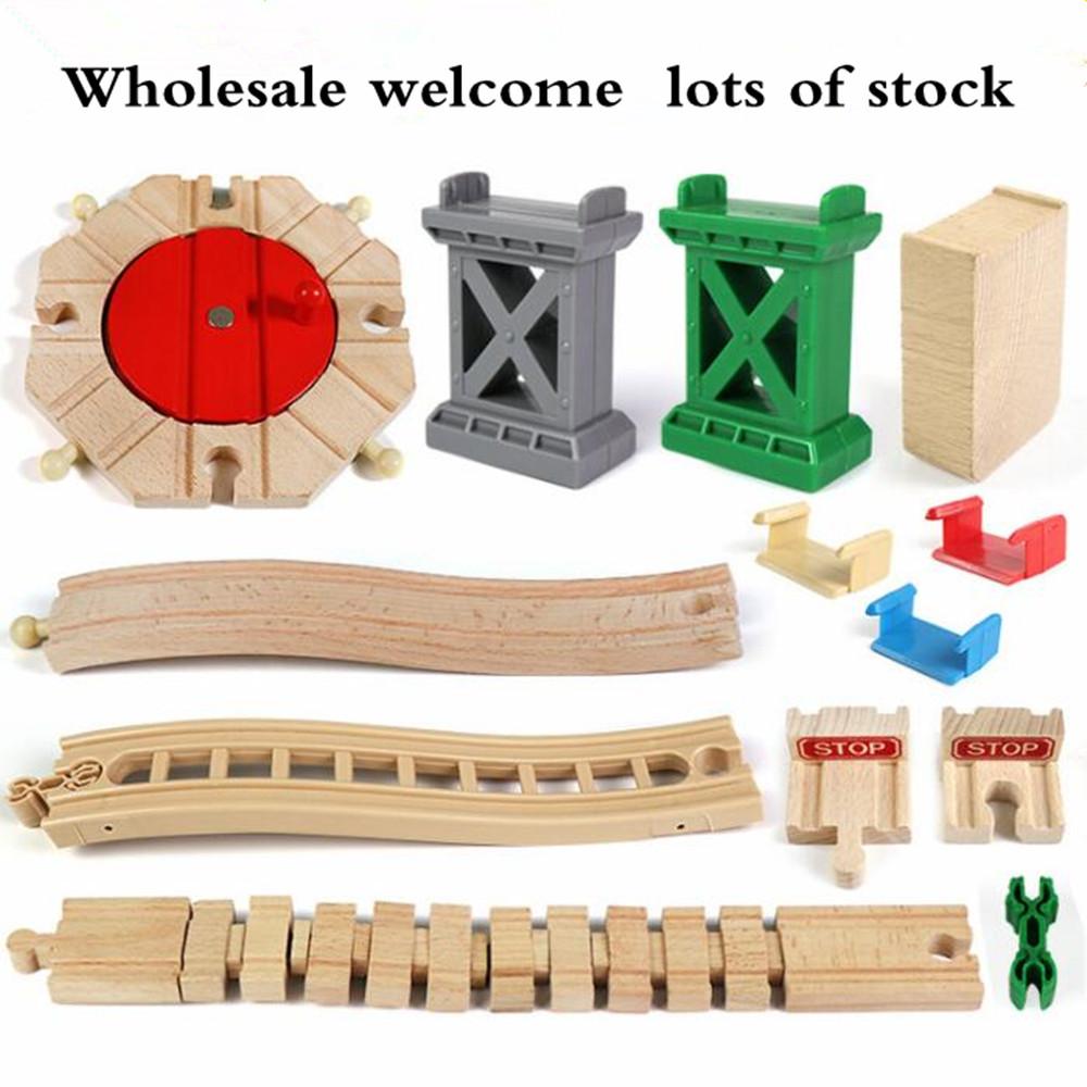 Wooden Railway Track Accessories Beech Wood Train Track Parts Compatible with Thomas and Major Brands Toys