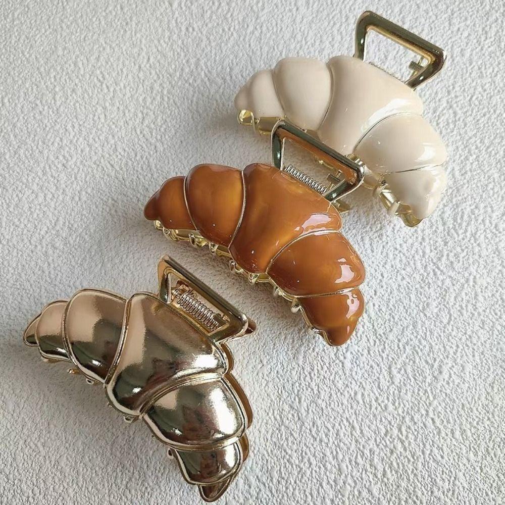Hairpin Croissant  Hair Grab Hair Clip Metal Shark Clip Sweet Cute Bread Hair Claw  Female