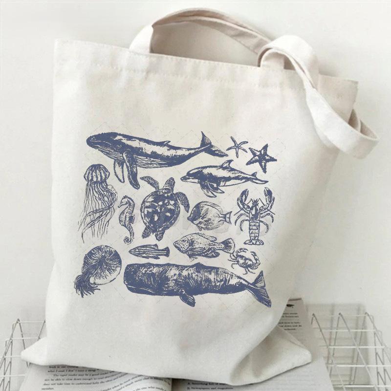 Ocean Animal Trend Shoulder Bag Daily Versatile Commuter Student Tutoring Bag