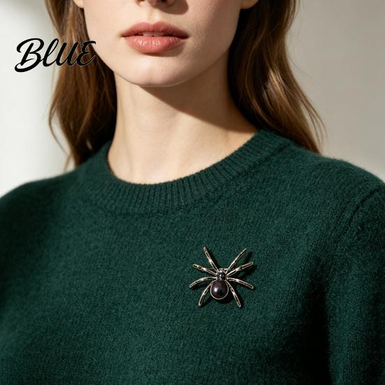 Decorative Coat Brooch Spider Pin for Women Men, Faux Crystal Gothic Alloy Insect Badge Brooch, Halloween Punk Vampire Costume Accessories Cosplay
