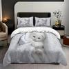 3pcs White Bedding Set Lovely Little Cat 3D Printed Warm Duvet Cover Set King Queen Twin Single Size Birthday Gift Bedroom Decor