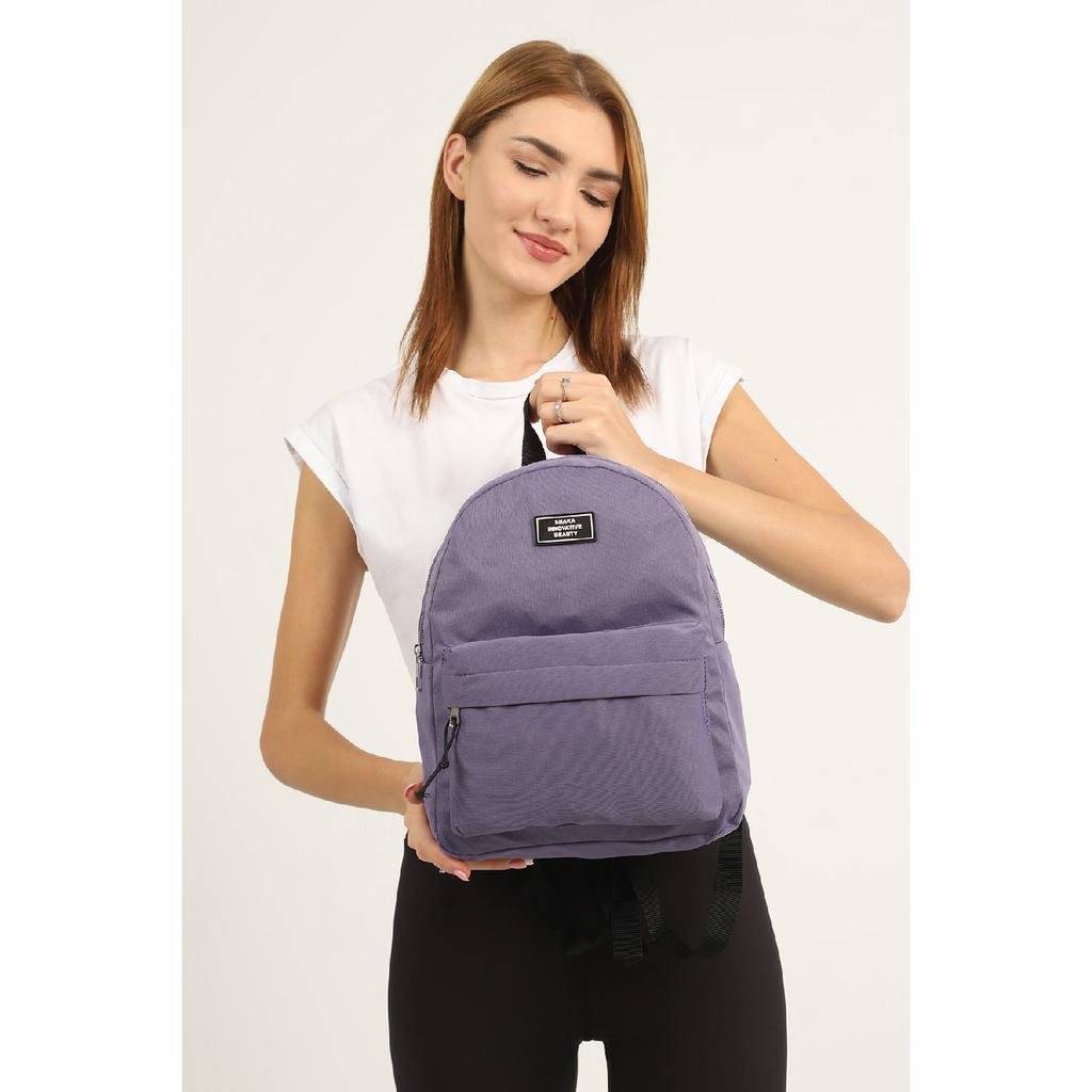 Schwarzer U21 Unisex-Rucksack mit Reißverschluss und 2 Fächern auf der Vorderseite, detaillierter Canvas-Stoff, Größe L:32 cm E:24 cm Breite:11. Jh