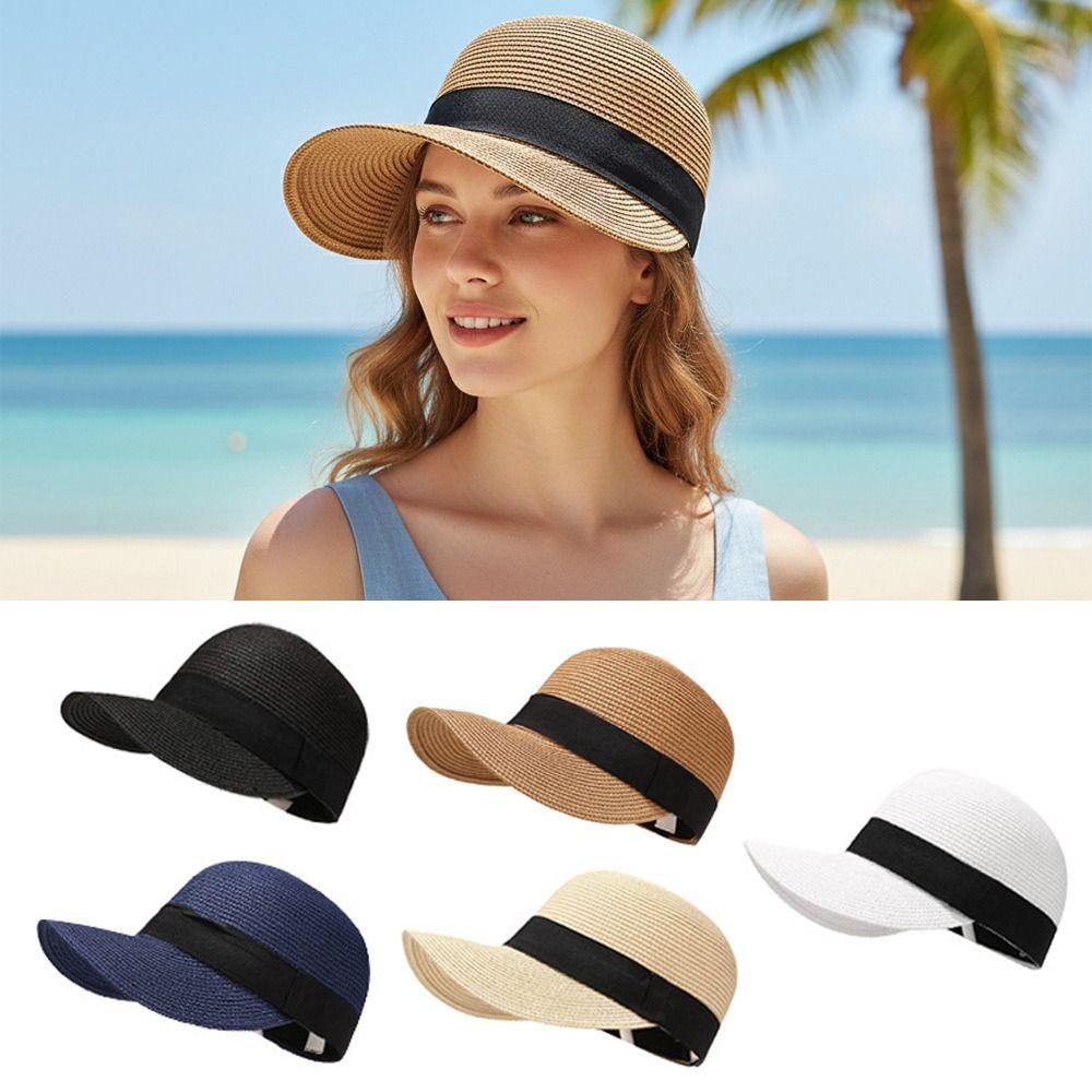 Woven Straw Baseball Cap Breathable Peaked Cap Korean Style Straw Hats  Beach