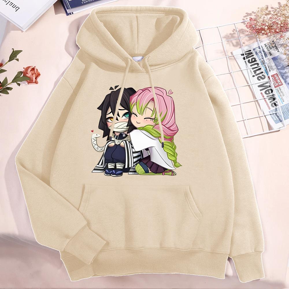 New Anime Cute Kanroji Mitsuri Iguro Obanai Printing Hoodies For Women Men Autumn Winter Sweatshirt Fashion Streetwear Pullover