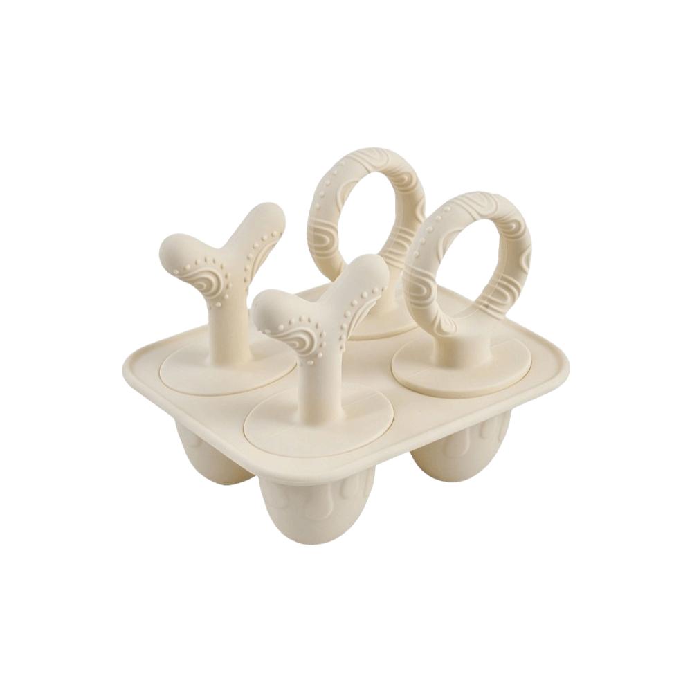 4 Holes Freezer Safe Silicone Ice Mold With Lid Teething Ice Mold  Food Preparation белый