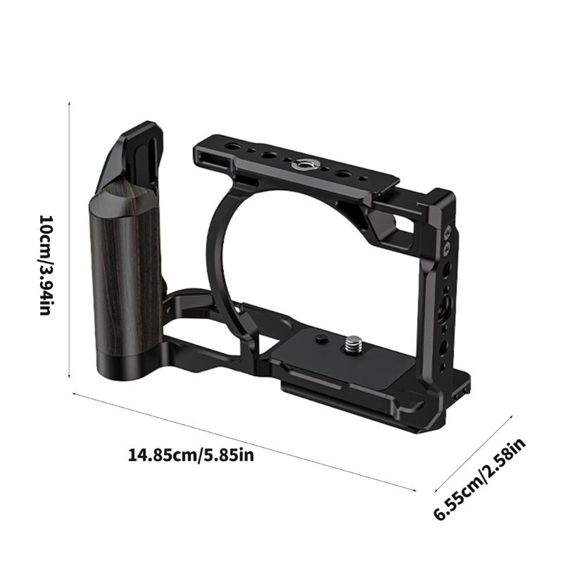 Camera Expansion Frame Cage with Comfortable Wood Grip and Multiple Mounting Point for ZR Photography Accessories