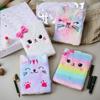 Cartoon Plush Spiral Notebook with Sewing Binding 50 Sheets 80GSM Paper Cute Girl Embroidery Custom Logo Student Gift Diary