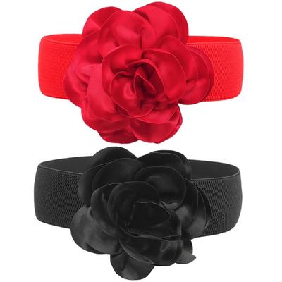 Wide Belt Flower Waist Belt For Dress Flower Elastic Belt Flower Decorative Belt