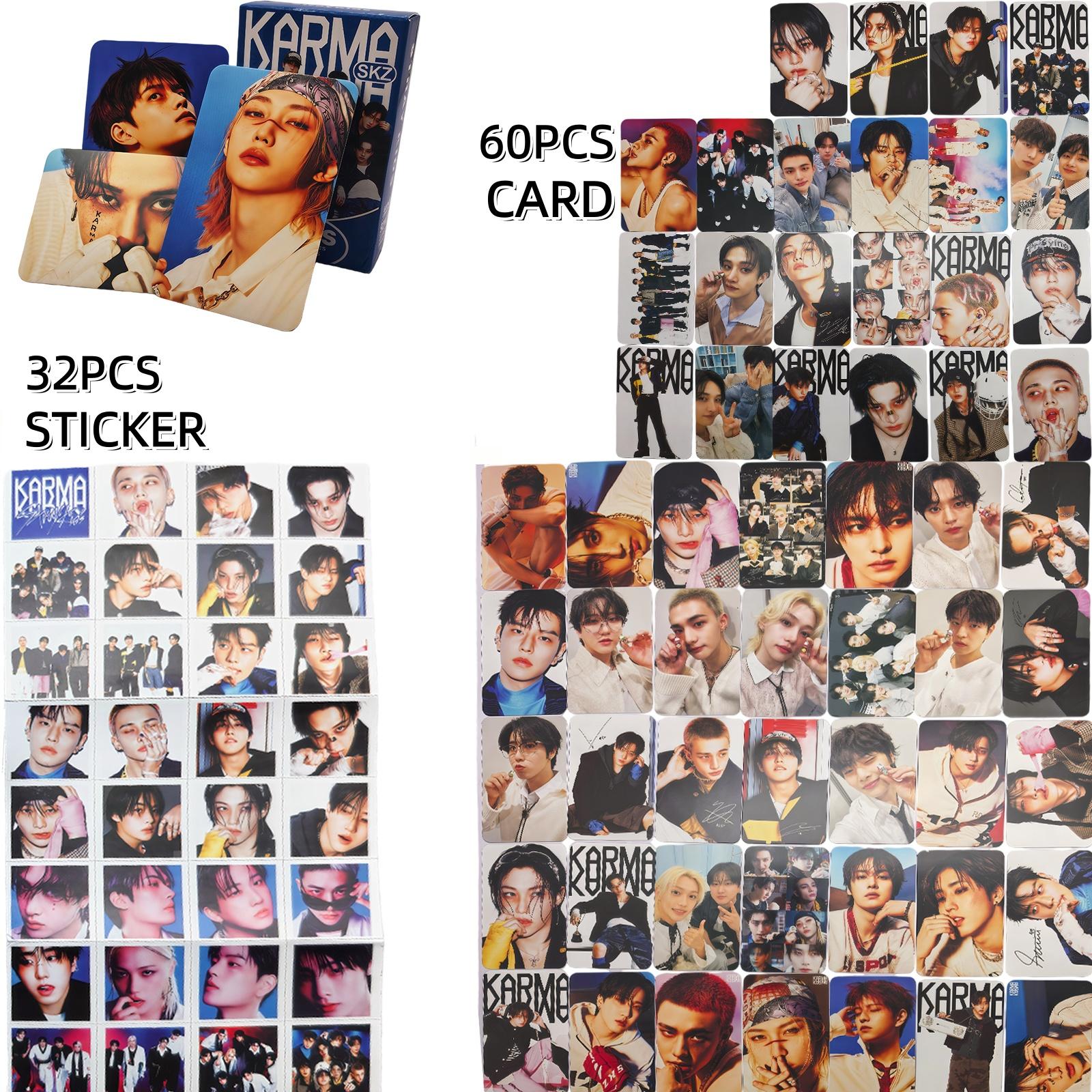 92PCS Stray Kids Photocards Karma Album 32 PIECES Laptop Decal Merch 60Pcs Card The 4th Album Photo Cards Present for Boys and Girls