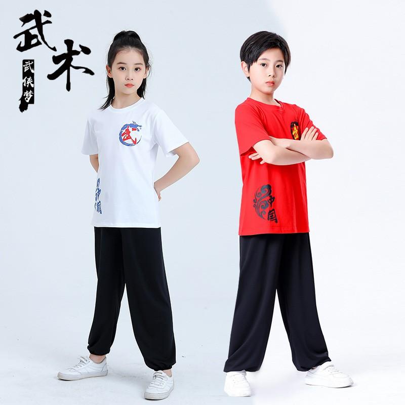 Kids Breathable Cotton Cycling Jersey Set Martial Arts Training Performance Uniform