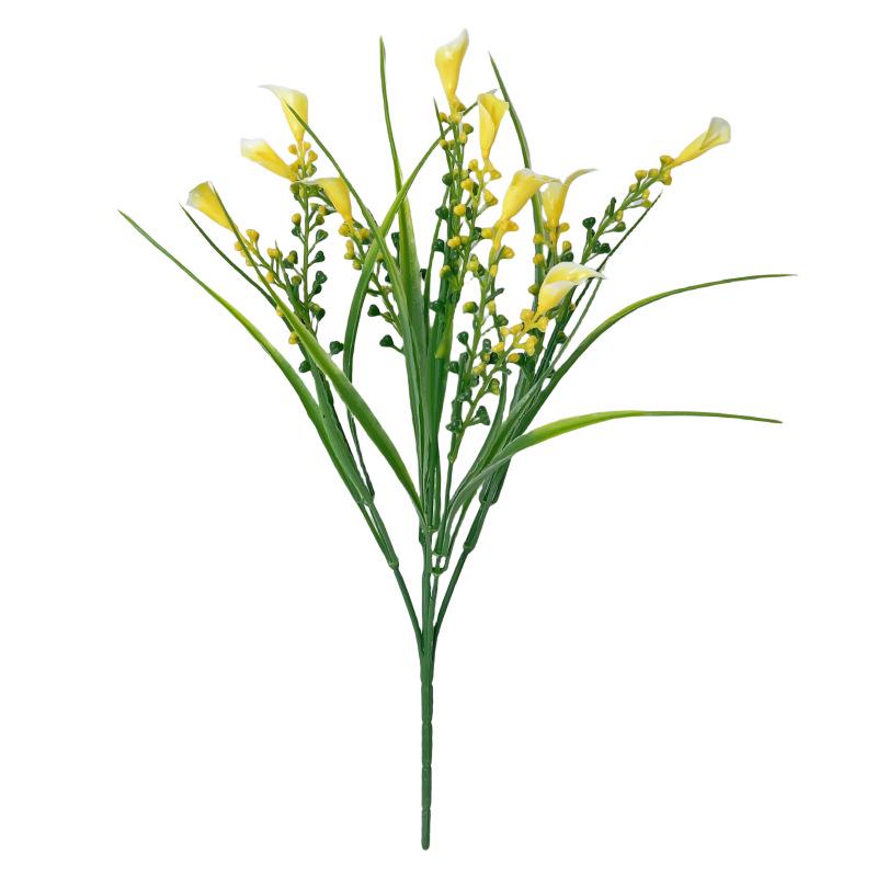 5-Fork Calla Lily Artificial Flower Bouquet for Hotel, Restaurant, or Outdoor Decor