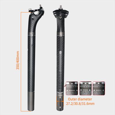 TOSEEK High Modulus Carbon Bicycle Seatpost 27.2 /30.8 /31.6mm Road MTB Bike 20mm Offset 350 400mm Superlight Bike Seatpost Tube