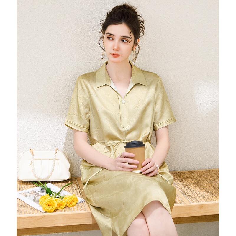TUHUANG Mulberry Silk Blend Jacquard Midi Dress 2XL