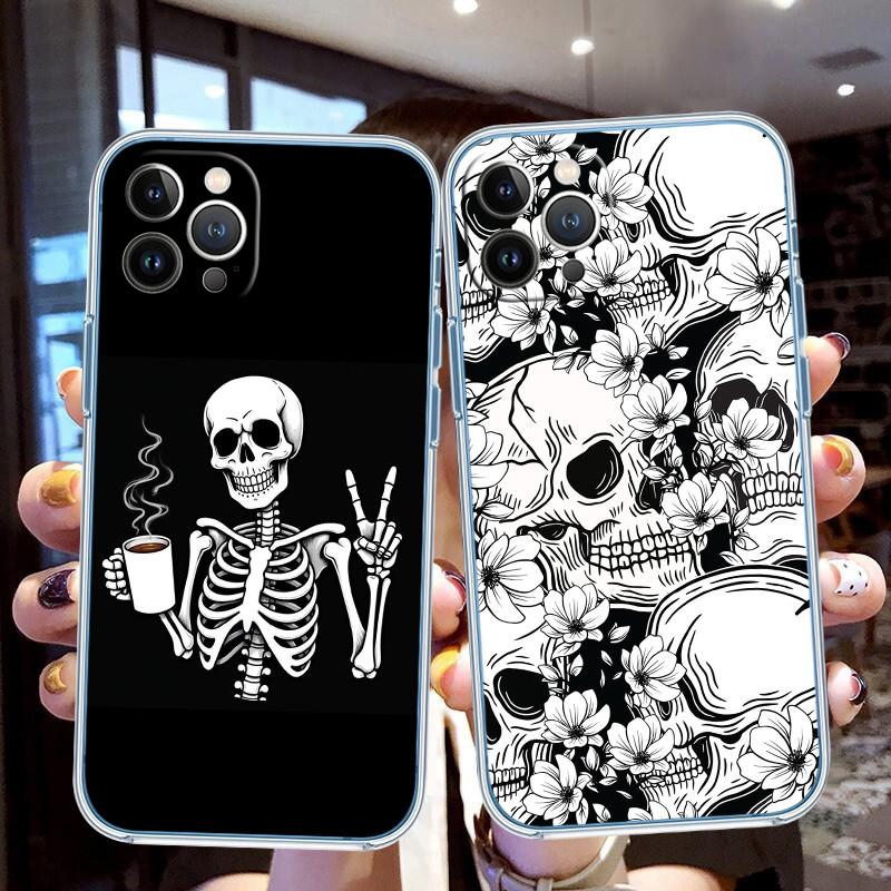 LO87 Skeleton Skull Phone Case for LG K22 K30 K40 K40S K41 K42 K50 K50S K51 K51S K52 K61 K62 K71 K92 Q60 Q61 V40 V50 V60