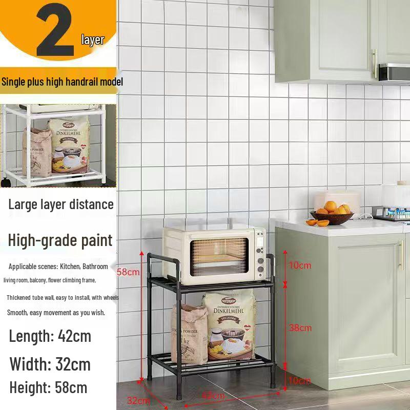 Multi-Layer Floor-Standing Metal Storage Rack for Kitchen and Bathroom