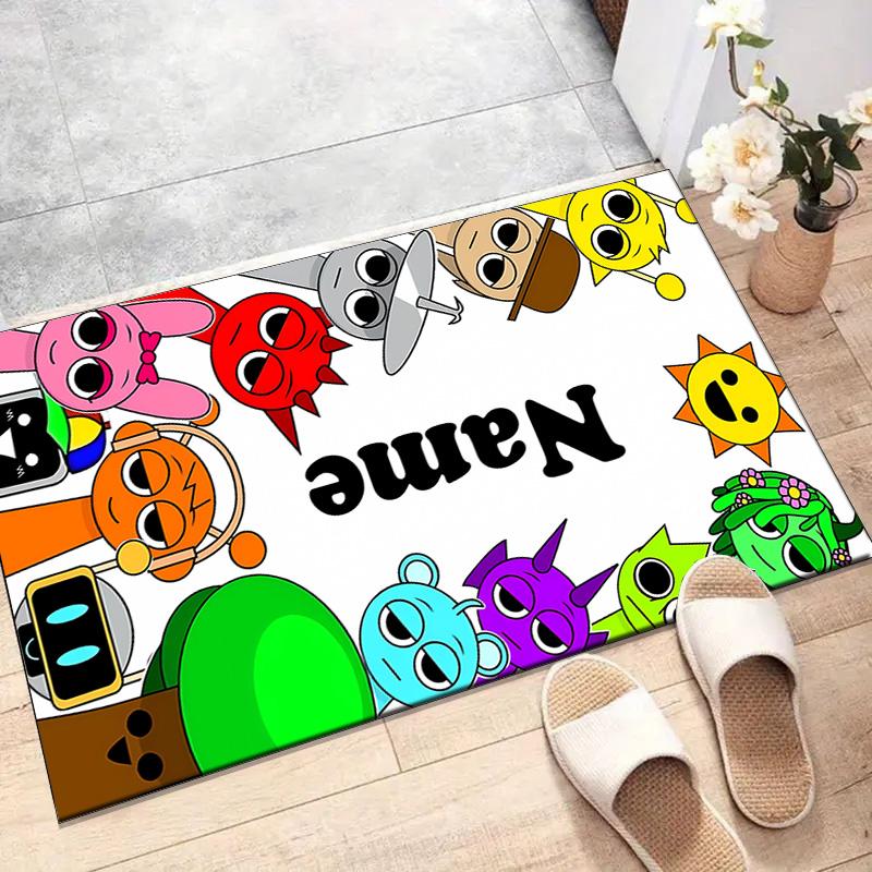 Benutzerdefinierte SPRUNKI Matte mit personalisiertem Namen, waschbarer Polyester-Teppich für Innenbereiche, Eingangsbereich, Geschenk für Weihnachten, Ostern, Thanksgiving