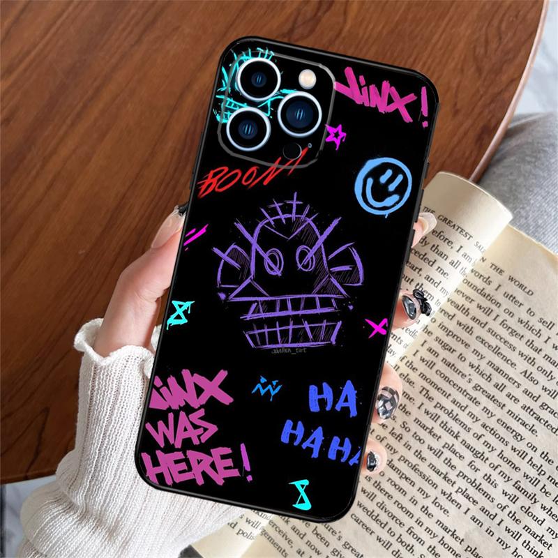 Arcane Jinx Vi Anime Phone Case For iPhone 17 Pro Max 11 14 15 16 Pro Max Plus 12 13 Mini 16e 17 Air Back Cover