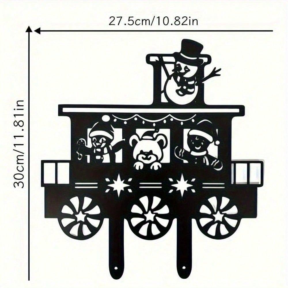 

Christmas Santa Train Metal Decor, Garden Yard Art Ornament, Winter Snowflake Holiday Decoration for Outdoor Porch Lawn TY39763-0 разноцветный
