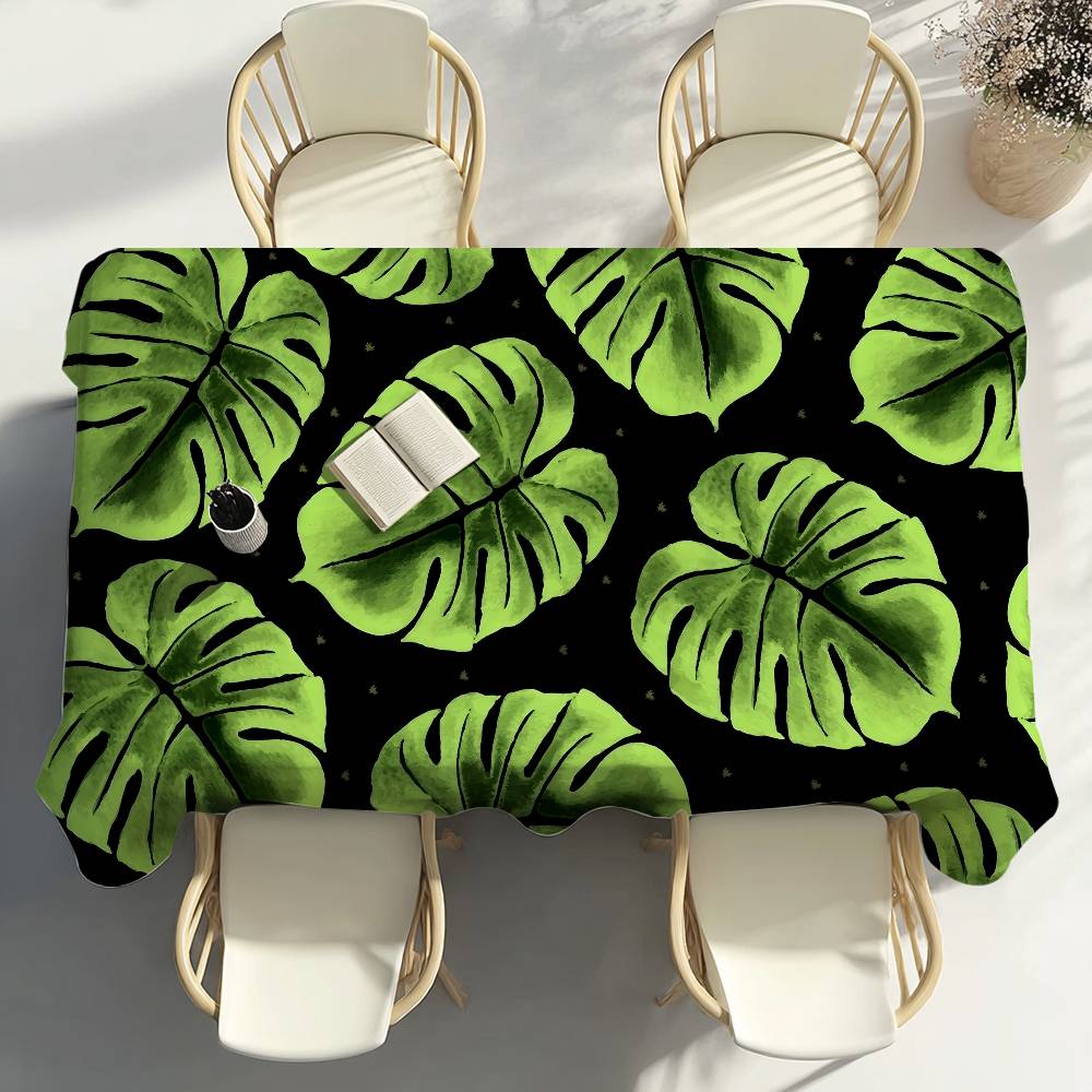 Tropical Rainforest Leaves Table Cloth Party Decor Dining Room Home Kitchen Patios Waterproof Stain-Proof Table Cloth