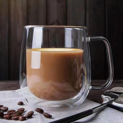250ml Doppelwandige Tasse aus hochborosilikatglas Hitzebeständiger Griff Kaffee Milch Saft Wasserbecher Bar Trinkgeschirr Kaffeegeschirr Geschenk