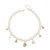 Ocean Style Starfish & Seashell Pendant Necklace with Imitation Pearl